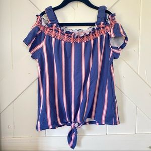 Self esteem off the shoulder striped shirt